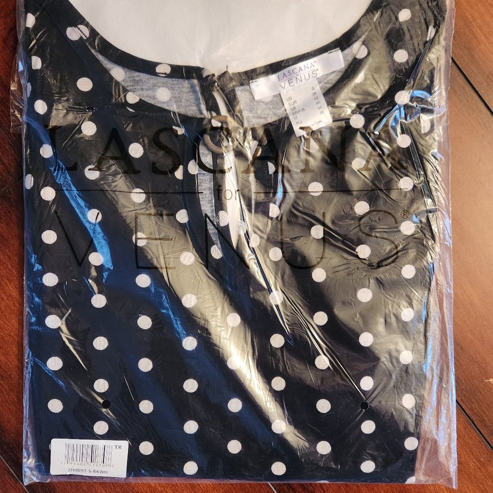 VENUS Blck & Wht Polka Dot Keyhole Sleeveless Dress (S)| A-LINE SUNDRESS/COVERUP